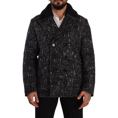 Dolce & Gabbana Black Wool Double Breasted Coat Men Jacket