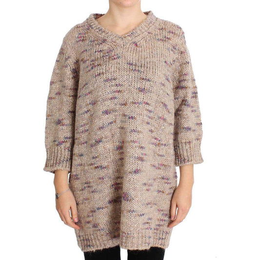 PINK MEMORIES Beige Wool Blend Knitted Oversize Sweater