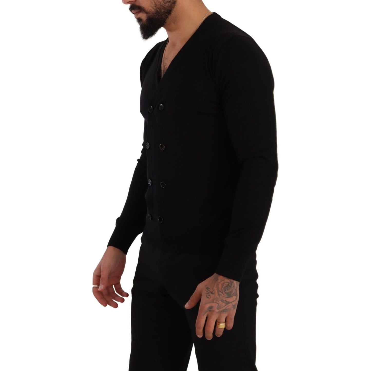 Dolce & Gabbana Black Cashmere Button Down Cardigan Sweater