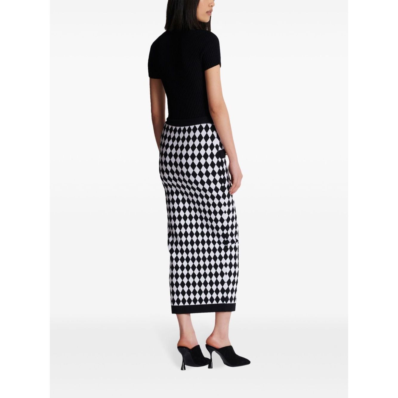 Balmain Diamond-intarsia knitted midi skirt
