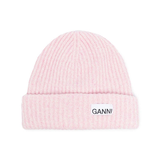 Ganni Oversized Wool Rib Knit Beanie