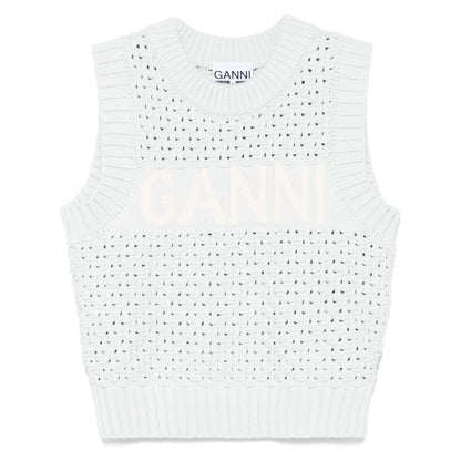 Ganni Openwork cotton vest