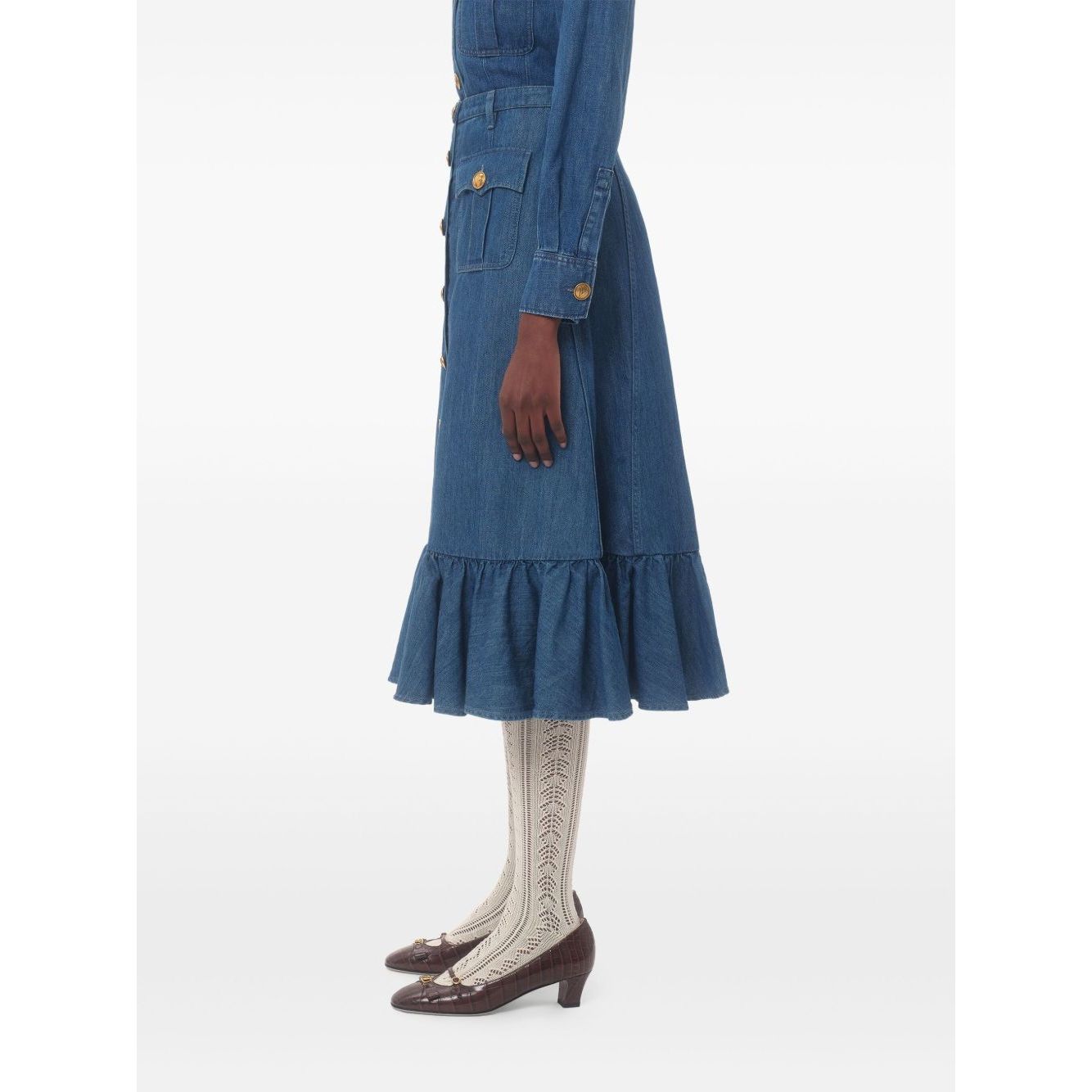 Valentino Denim Midi Skirt