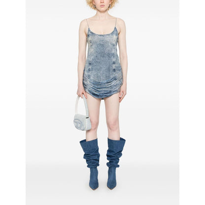 Diesel Tencel denim mini dress with fringes Dresses