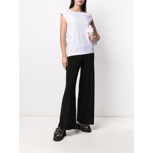 Norma Kamali Trousers Black, mid-rise wide leg Jersey trousers in a black stretch design, ankle-length style.