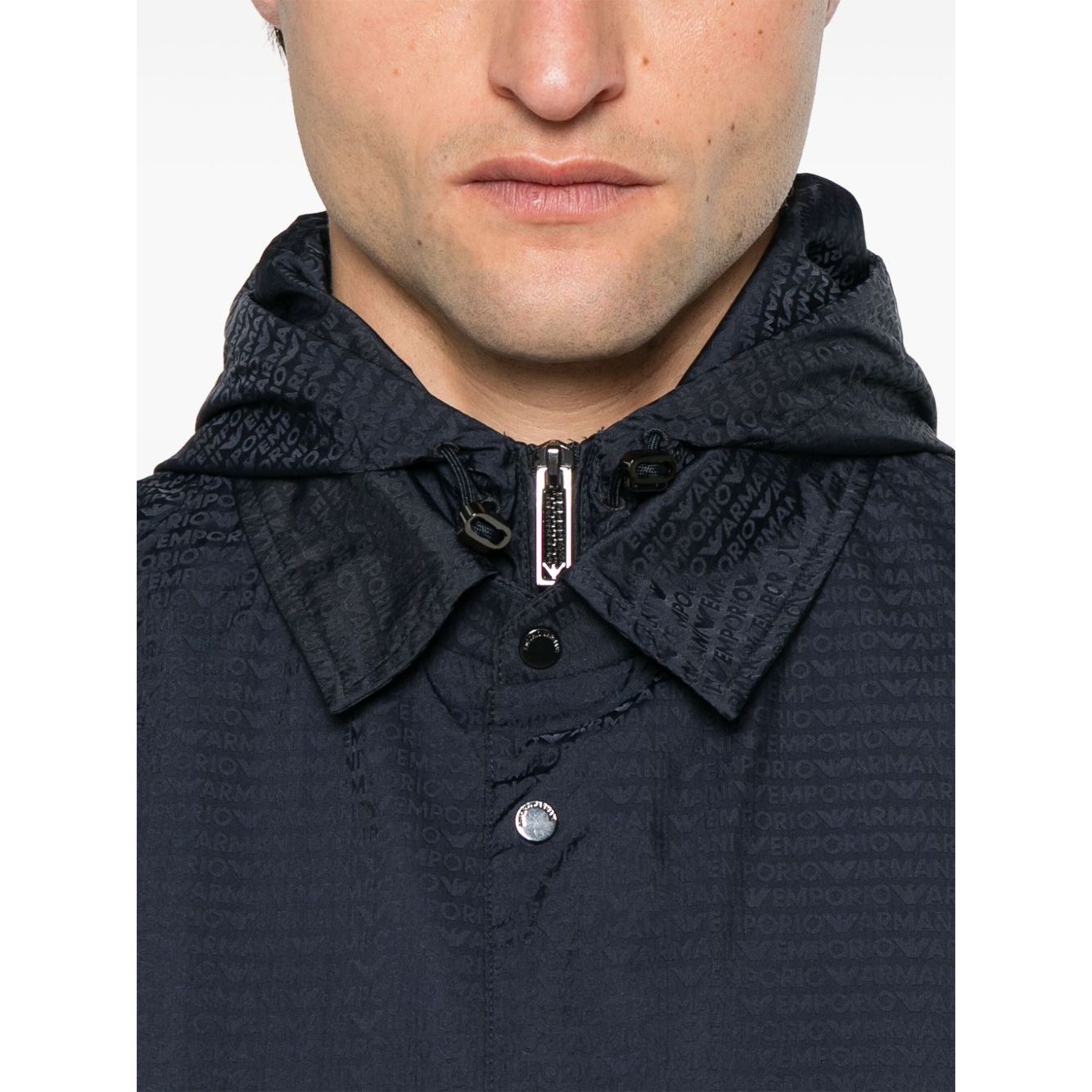 Emporio Armani Blouson with internal nylon bib jacquard all-over lettering Jackets