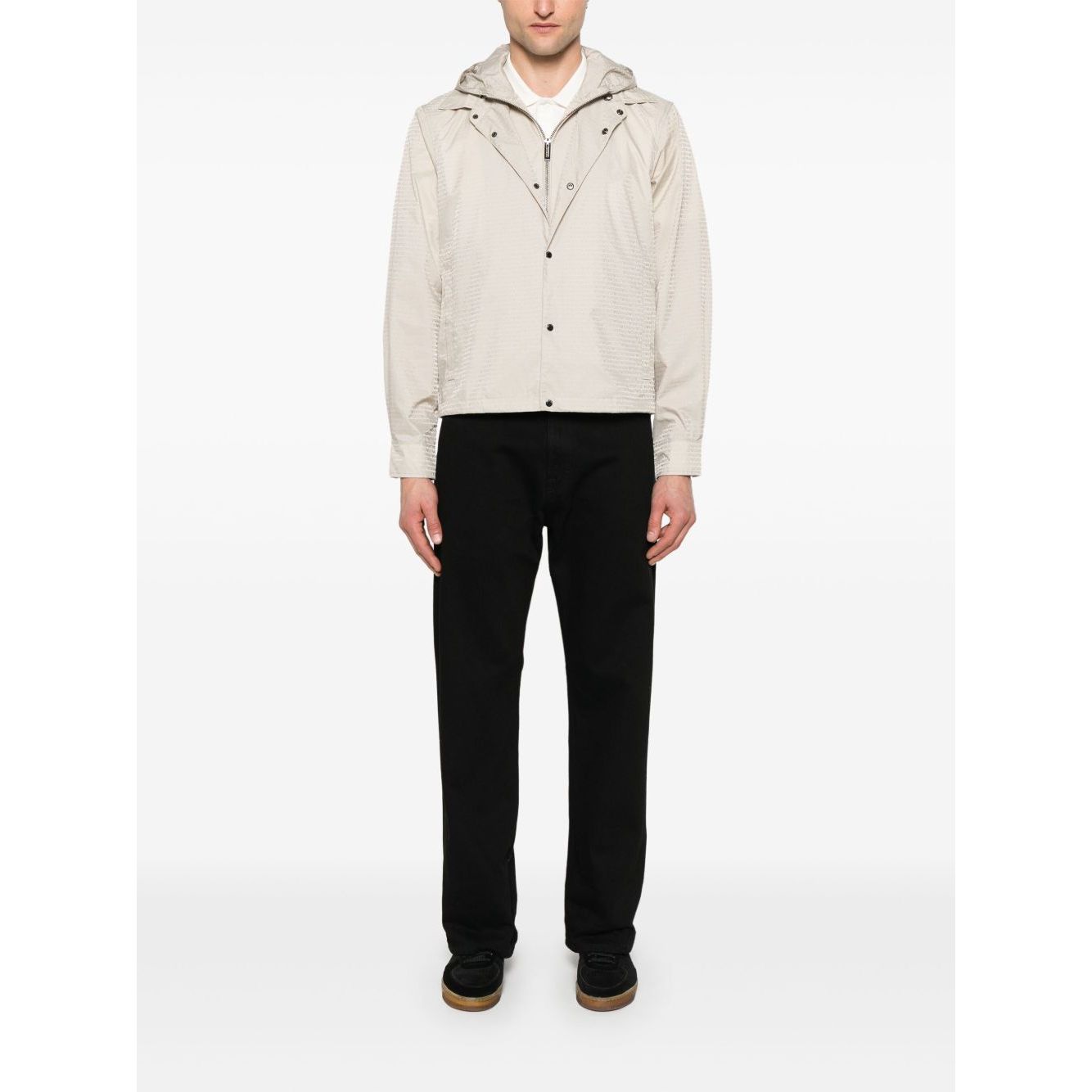 Emporio Armani Blouson with internal nylon bib jacquard all-over lettering Jackets