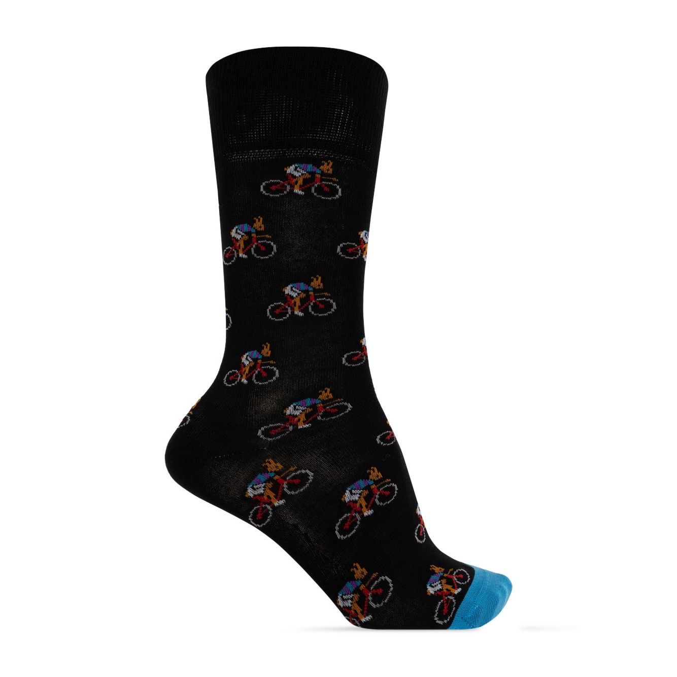 Paul Smith Underwear MultiColour burgundy jacquard patterned socks with ribbed trim, featuring colorful printed bicycles, 3-pack.