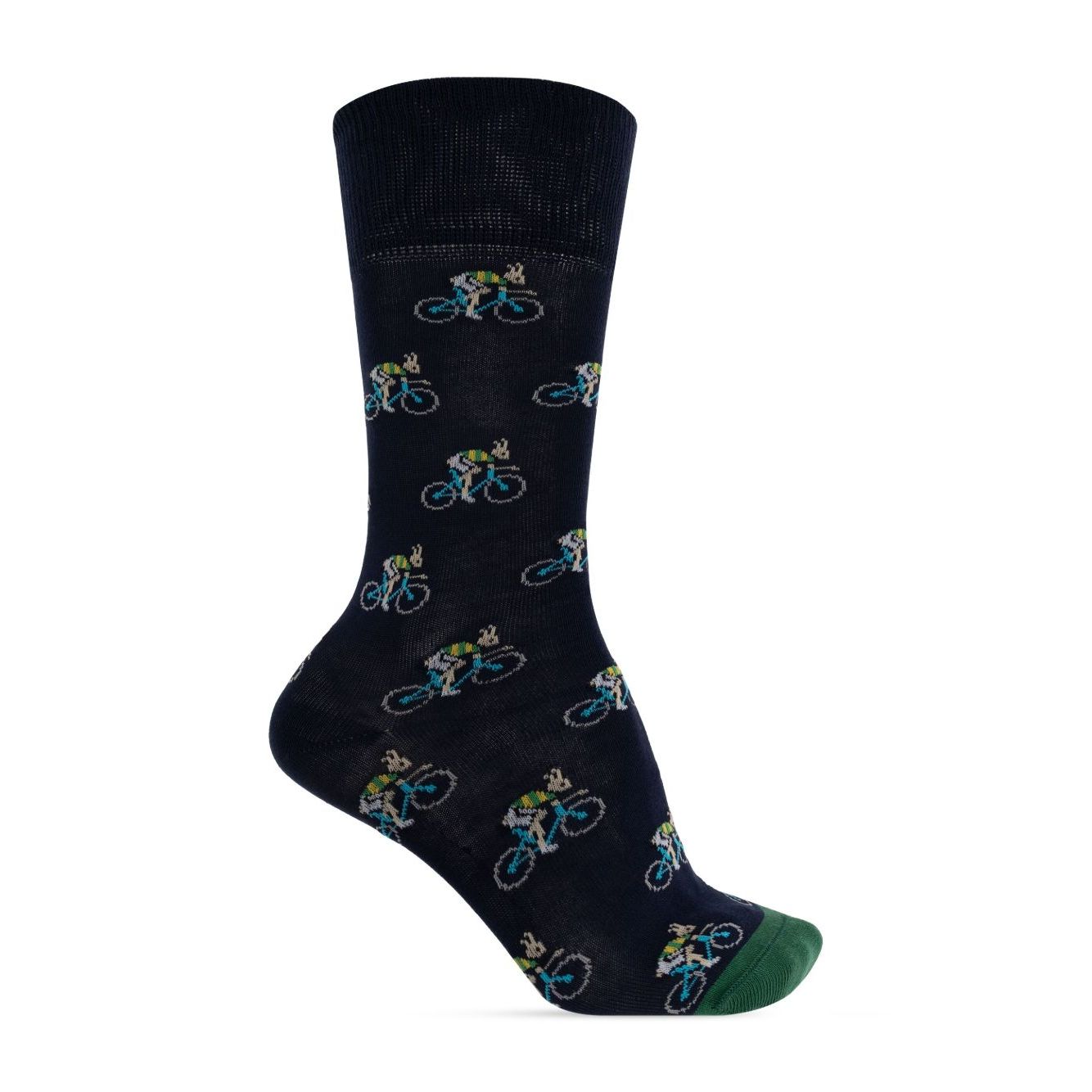 Paul Smith Underwear MultiColour socks with cyclist pattern, jacquard design, ribbed trim, and green toe, available in 3-pack.