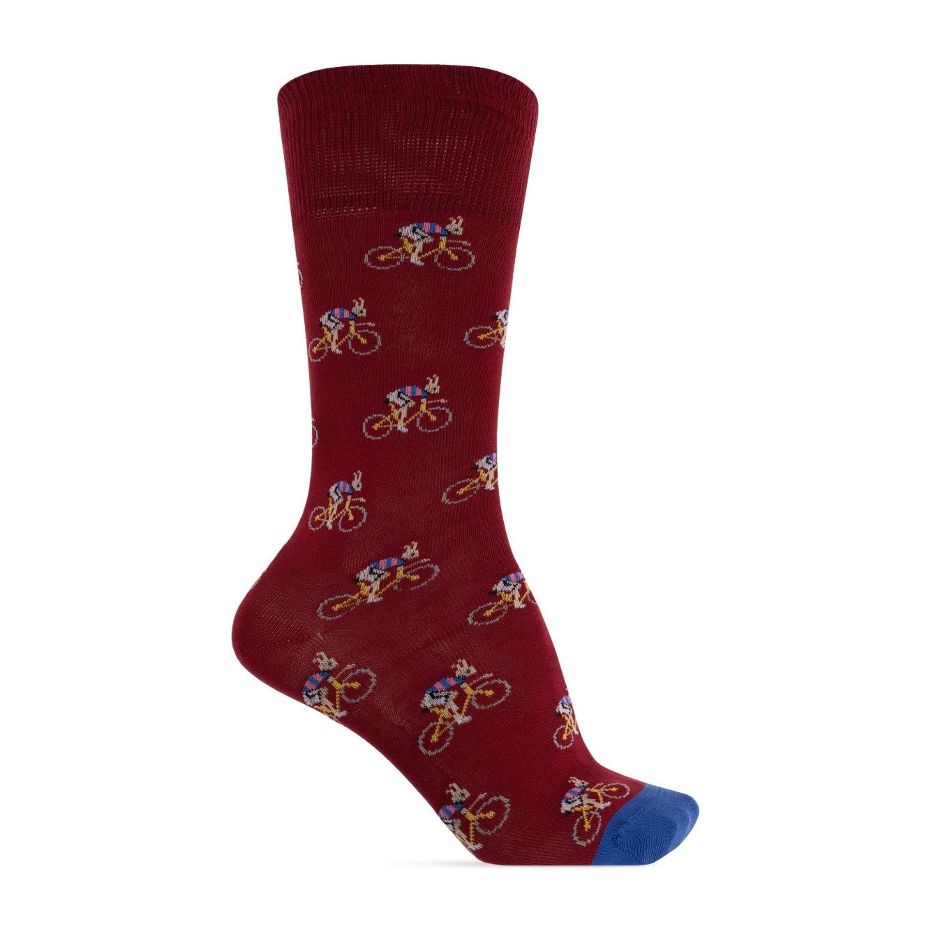 Paul Smith Underwear MultiColour burgundy patterned jacquard sock with cyclist design
