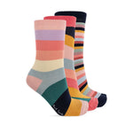 Paul Smith Underwear MultiColour stripe pattern swirl socks 3-pack with mustard yellow ribbed edge.