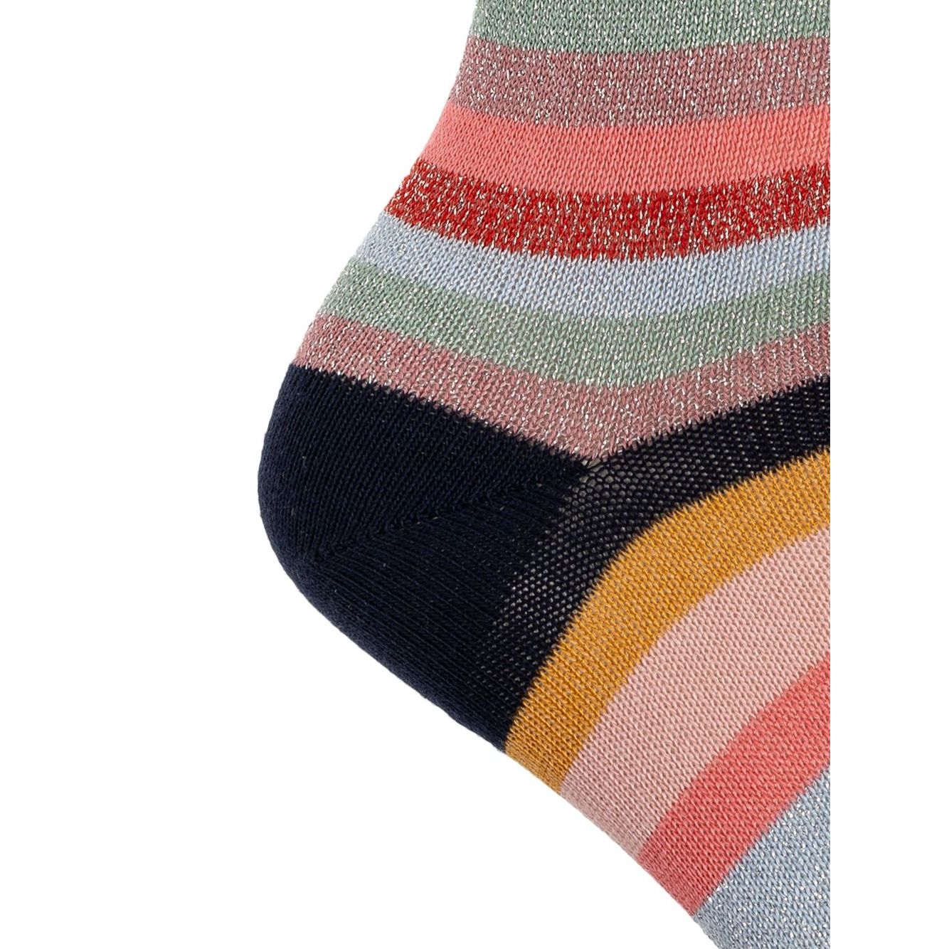 Paul Smith Underwear MultiColour socks featuring multi-way stripe pattern and mustard yellow ribbed edge. Swirl socks 3 pack.