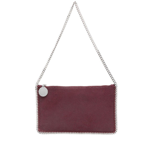 Stella McCartney Falabella clutch in amaranth purple with chain-link strap and logo pendant, 24x15x2 cm.