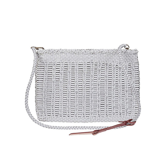 VIPERA Saba handbag in yellow with woven pattern, single compartment, internal pocket, zip closure, removable leather strap.