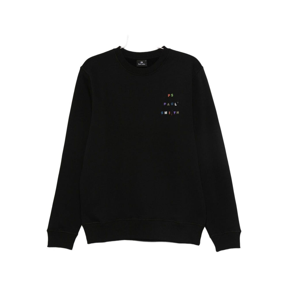 PS By Paul Smith Sweaters Black crew neck long sleeve cotton sweatshirt with embroidered logo