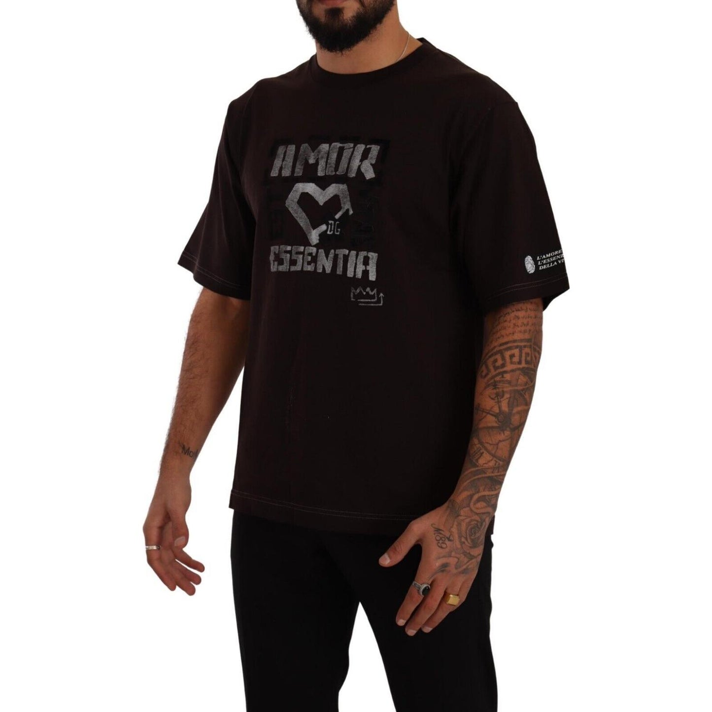 Dolce & Gabbana Bordeaux Cotton L-Amore Print Crewneck T-shirt Dolce & Gabbana