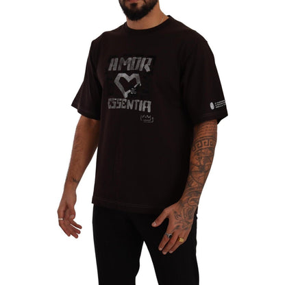 Dolce & Gabbana Bordeaux Cotton L-Amore Print Crewneck T-shirt Dolce & Gabbana