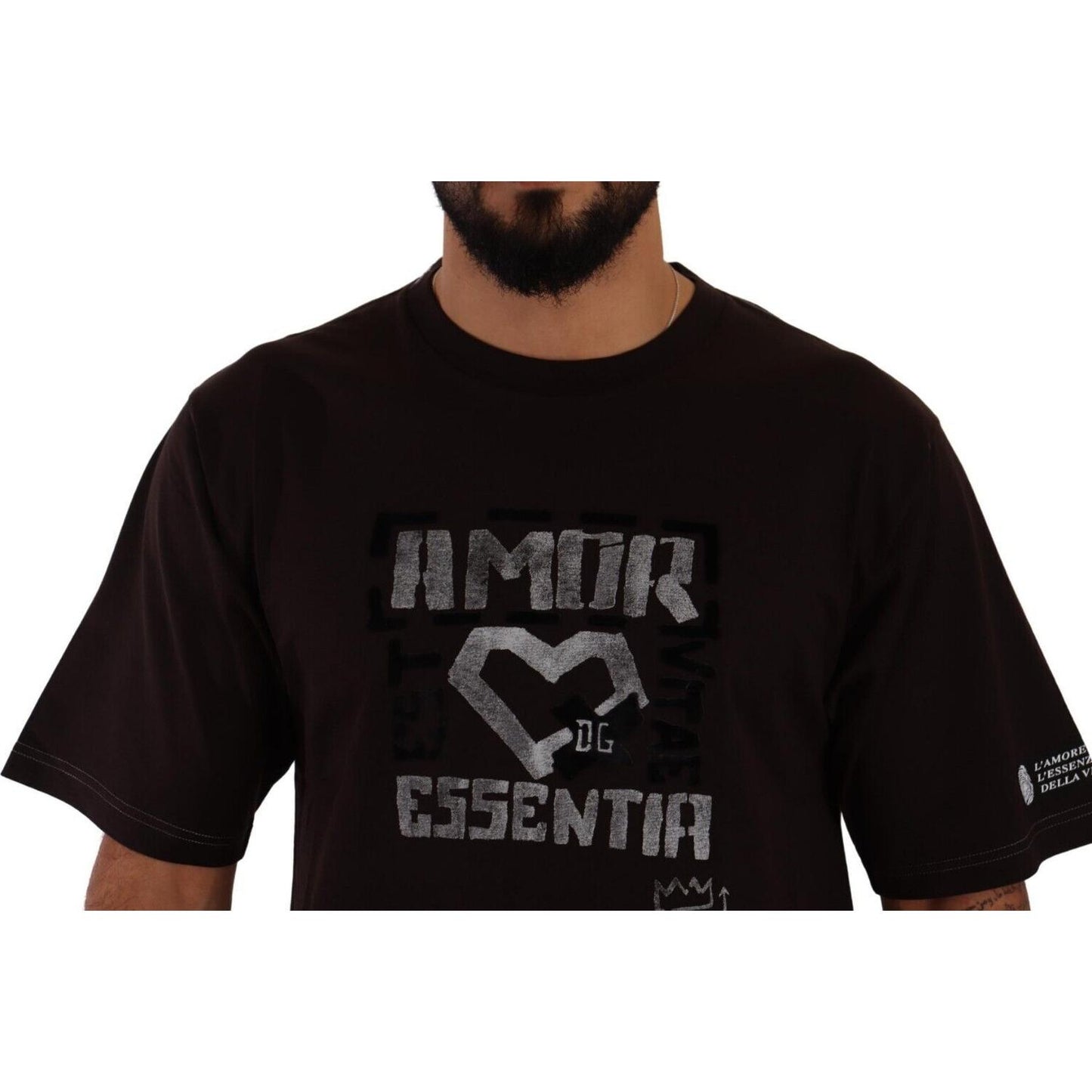 Dolce & Gabbana Bordeaux Cotton L-Amore Print Crewneck T-shirt Dolce & Gabbana