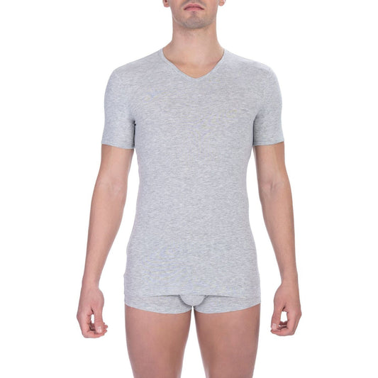 Bikkembergs Gray Cotton Men T-Shirt BI-22369-M