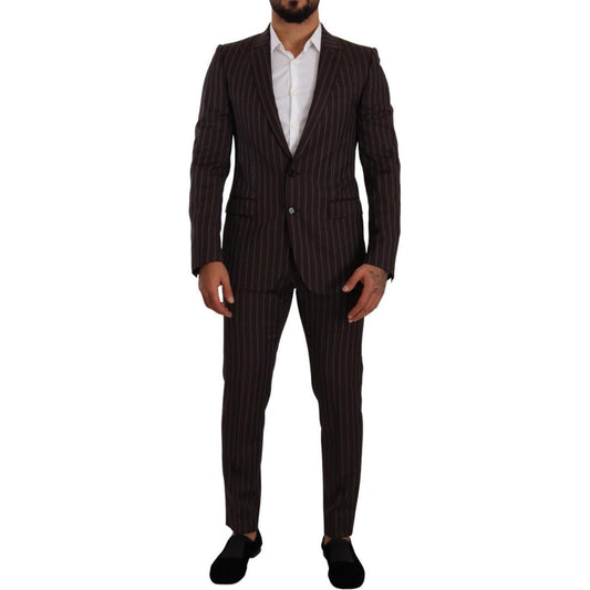 Dolce & Gabbana Bordeaux MARTINI Striped Slim Fit 2 Piece Suit KOS1928 - 48