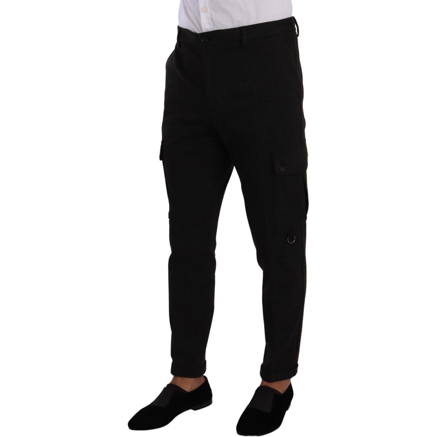 Dolce & Gabbana Black Viscose Cargo Skinny Men Trouser Pants