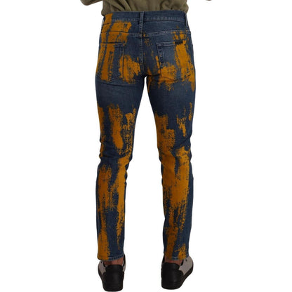 Dolce & Gabbana Blue Yellow Dye Cotton Skinny Men Denim Jeans