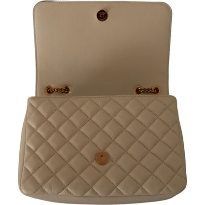 Versace Elegant White Nappa Leather Shoulder Bag
