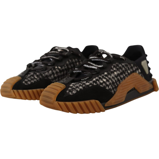 Dolce & Gabbana Black White Fabric Lace Up NS1 Sneakers MV4439- 39
