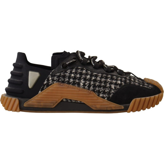 Dolce & Gabbana Black White Fabric Lace Up NS1 Sneakers MV4439- 39