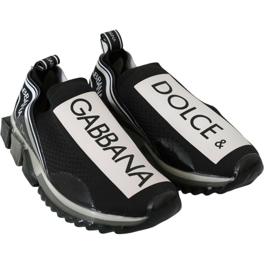 Dolce & Gabbana Black White SORRENTO Sport Stretch Sneakers MV3180- 39