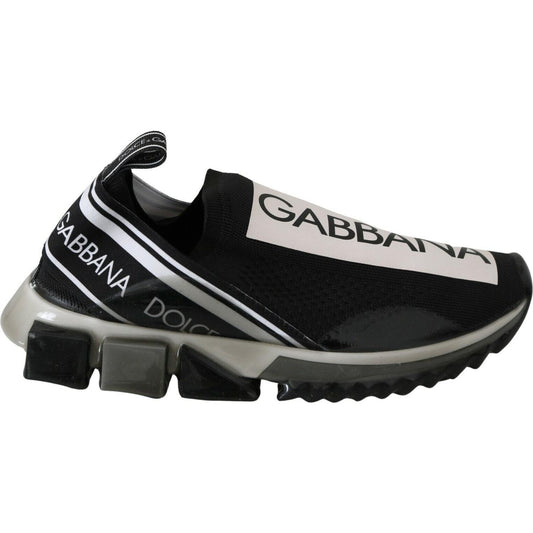 Dolce & Gabbana Black White SORRENTO Sport Stretch Sneakers MV3180- 39