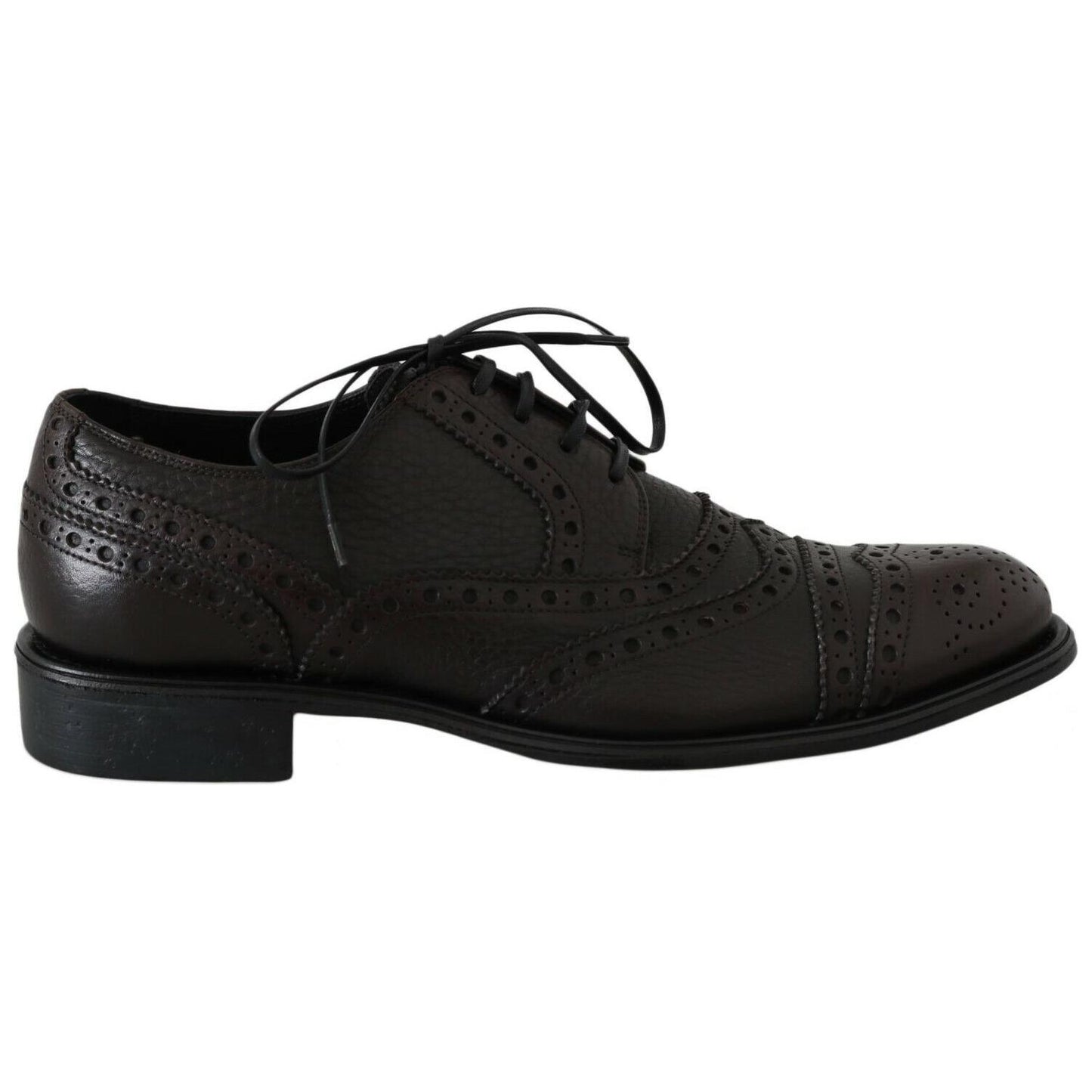 Dolce & Gabbana Brown Leather Wingtip Derby Formal Shoes MV3905- 39