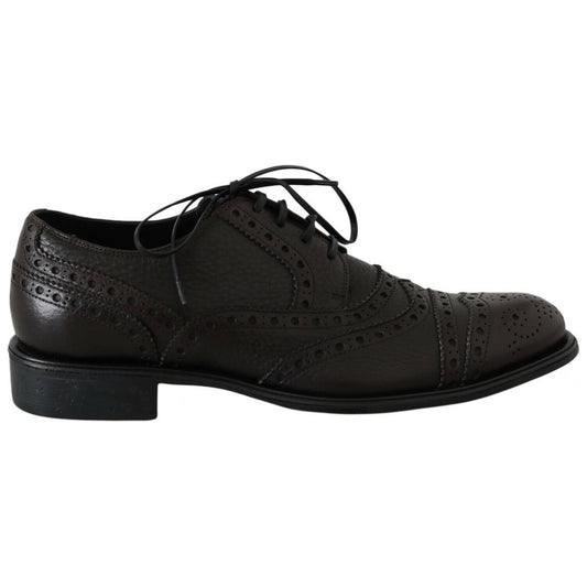 Dolce & Gabbana Brown Leather Wingtip Derby Formal Shoes MV3905- 39