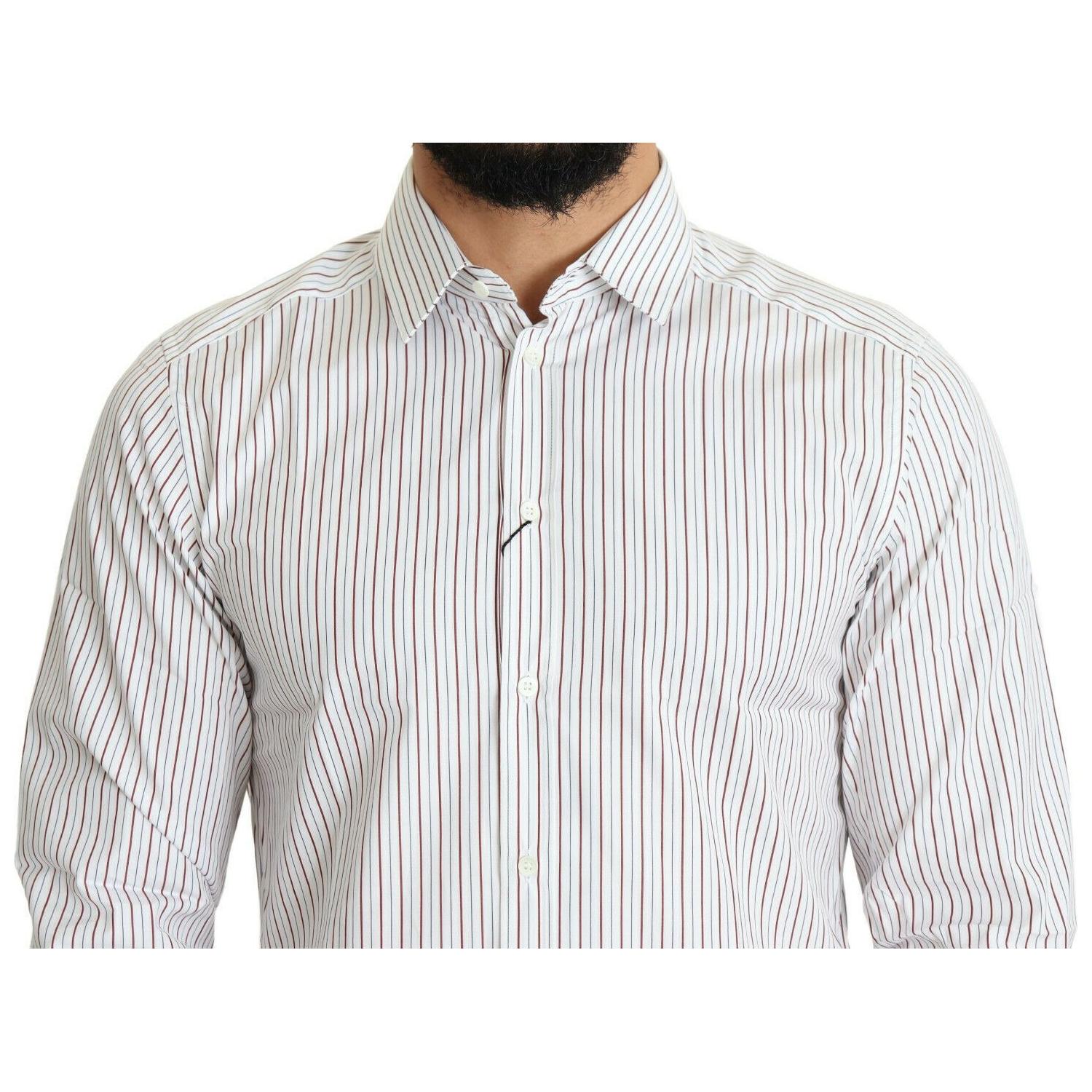 Dolce & Gabbana White Striped Formal MARTINI Shirt