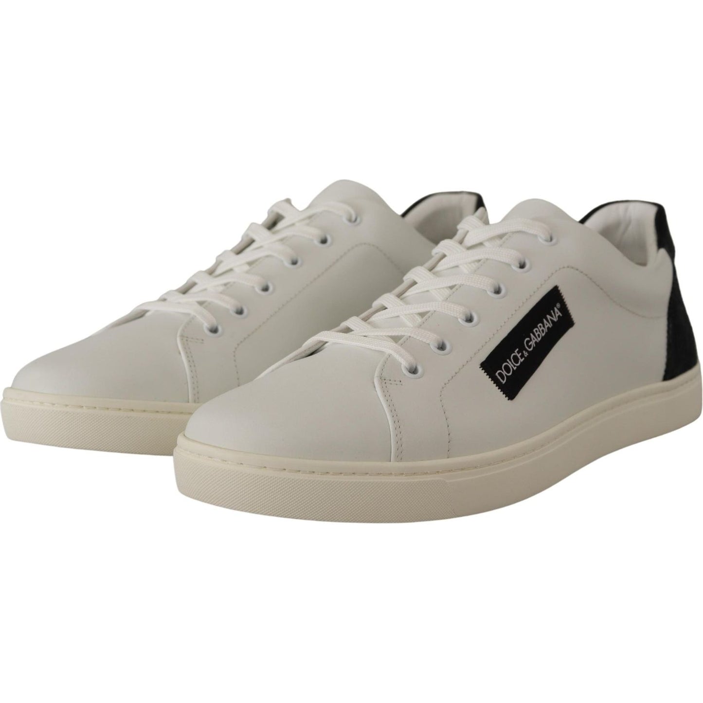 Dolce & Gabbana White Black Leather Low Shoes Sneakers MV4532- 39.5