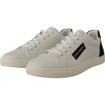 Dolce & Gabbana White Black Leather Low Shoes Sneakers MV4532- 39.5