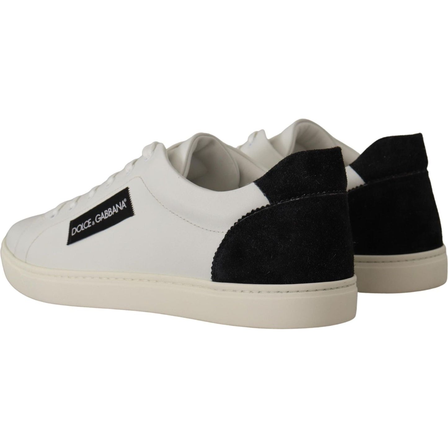 Dolce & Gabbana White Black Leather Low Shoes Sneakers MV4532- 39.5