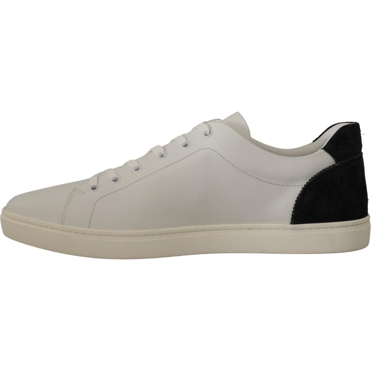 Dolce & Gabbana White Black Leather Low Shoes Sneakers MV4532- 39.5