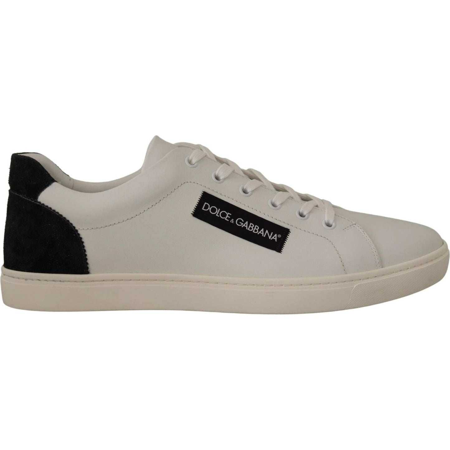 Dolce & Gabbana White Black Leather Low Shoes Sneakers MV4532- 39.5