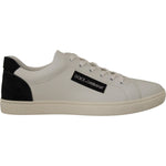 Dolce & Gabbana White Black Leather Low Shoes Sneakers MV4532- 39.5
