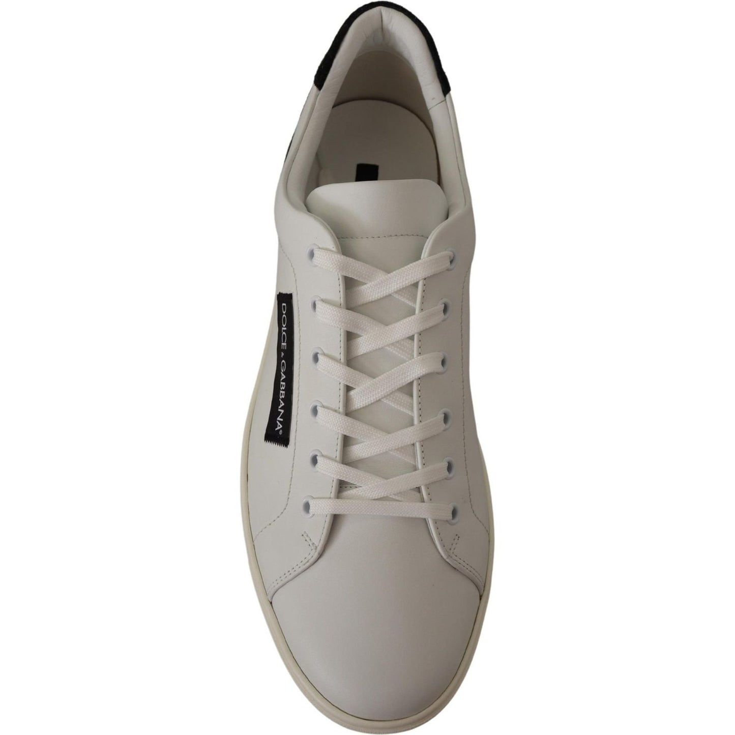 Dolce & Gabbana White Black Leather Low Shoes Sneakers MV4532- 39.5