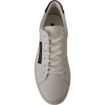Dolce & Gabbana White Black Leather Low Shoes Sneakers MV4532- 39.5