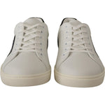 Dolce & Gabbana White Black Leather Low Shoes Sneakers MV4532- 39.5