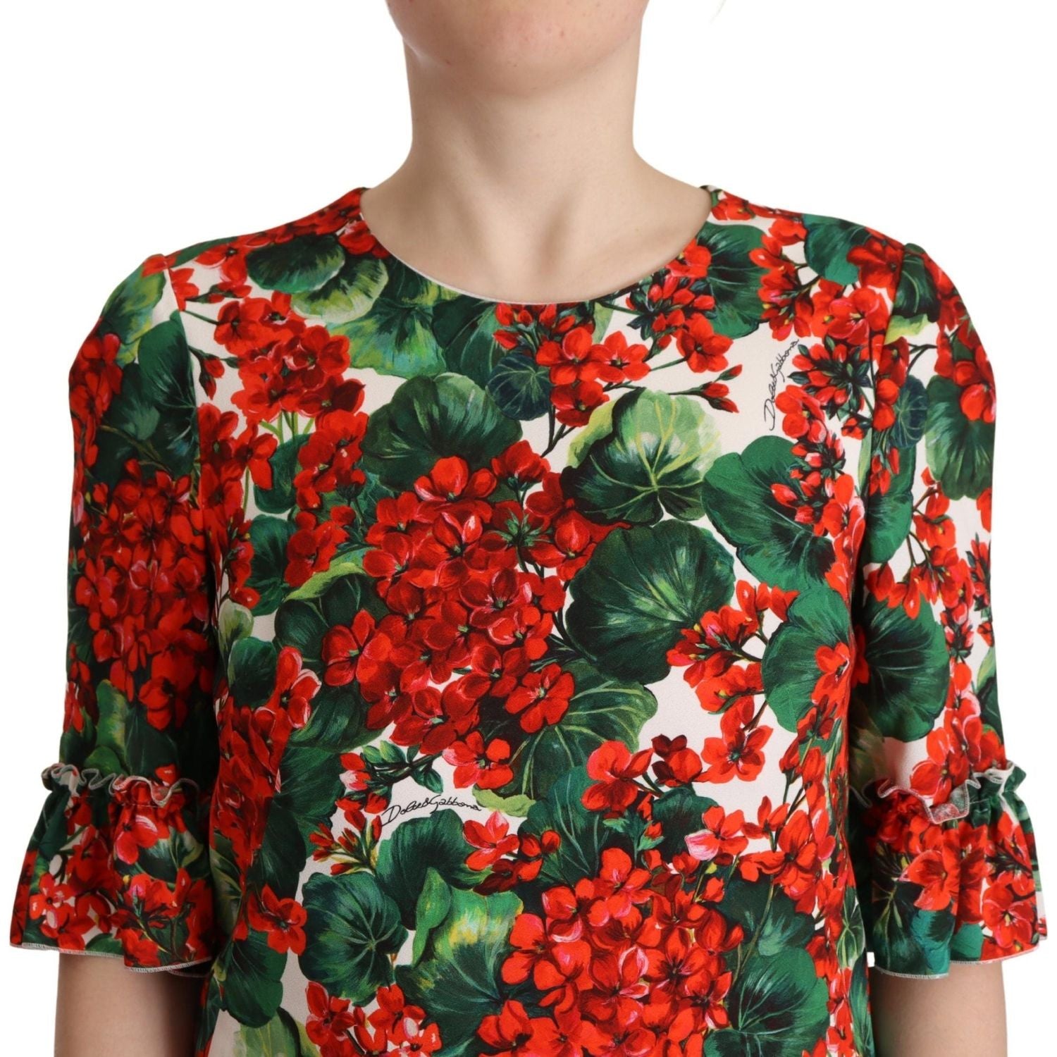 Dolce & Gabbana Multicolor Red Floral Shift Gown Dress