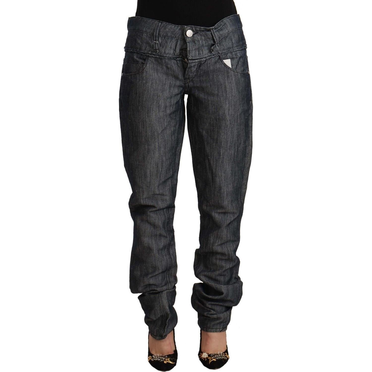 Acht Dark Gray Ramie Mid Wide Waist Straight Denim Jeans