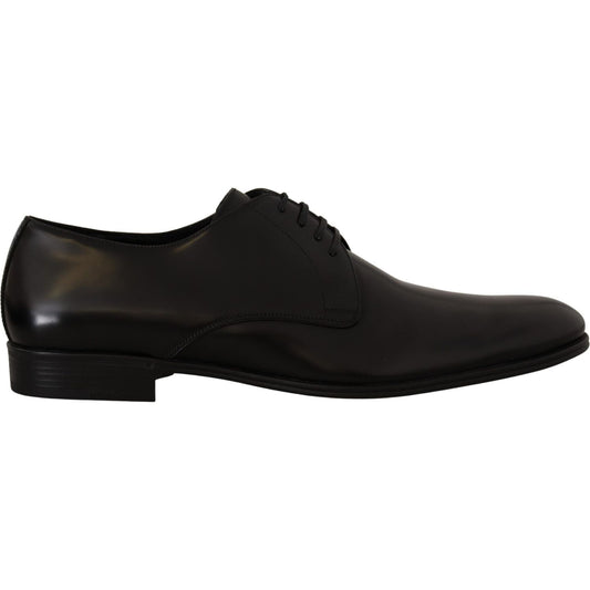 Dolce & Gabbana Black Leather Lace Up Formal Derby Shoes MV4520- 39.5