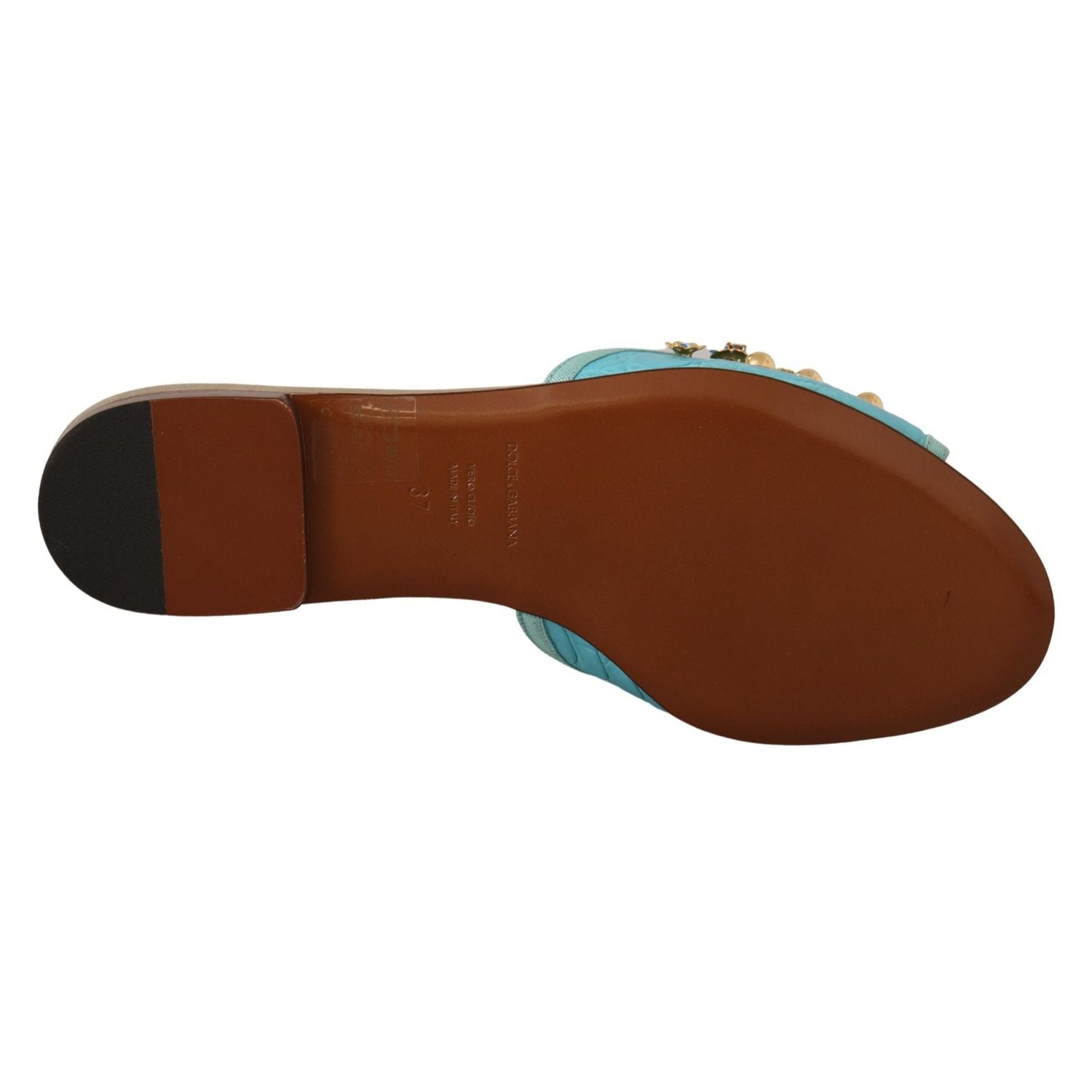 Dolce & Gabbana Blue Crystal Exotic Leather Blue Crystal Sandals