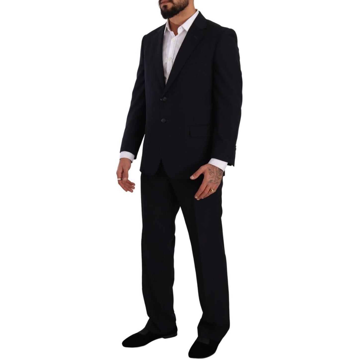 Domenico Tagliente Blue Polyester Single Breasted Formal Suit