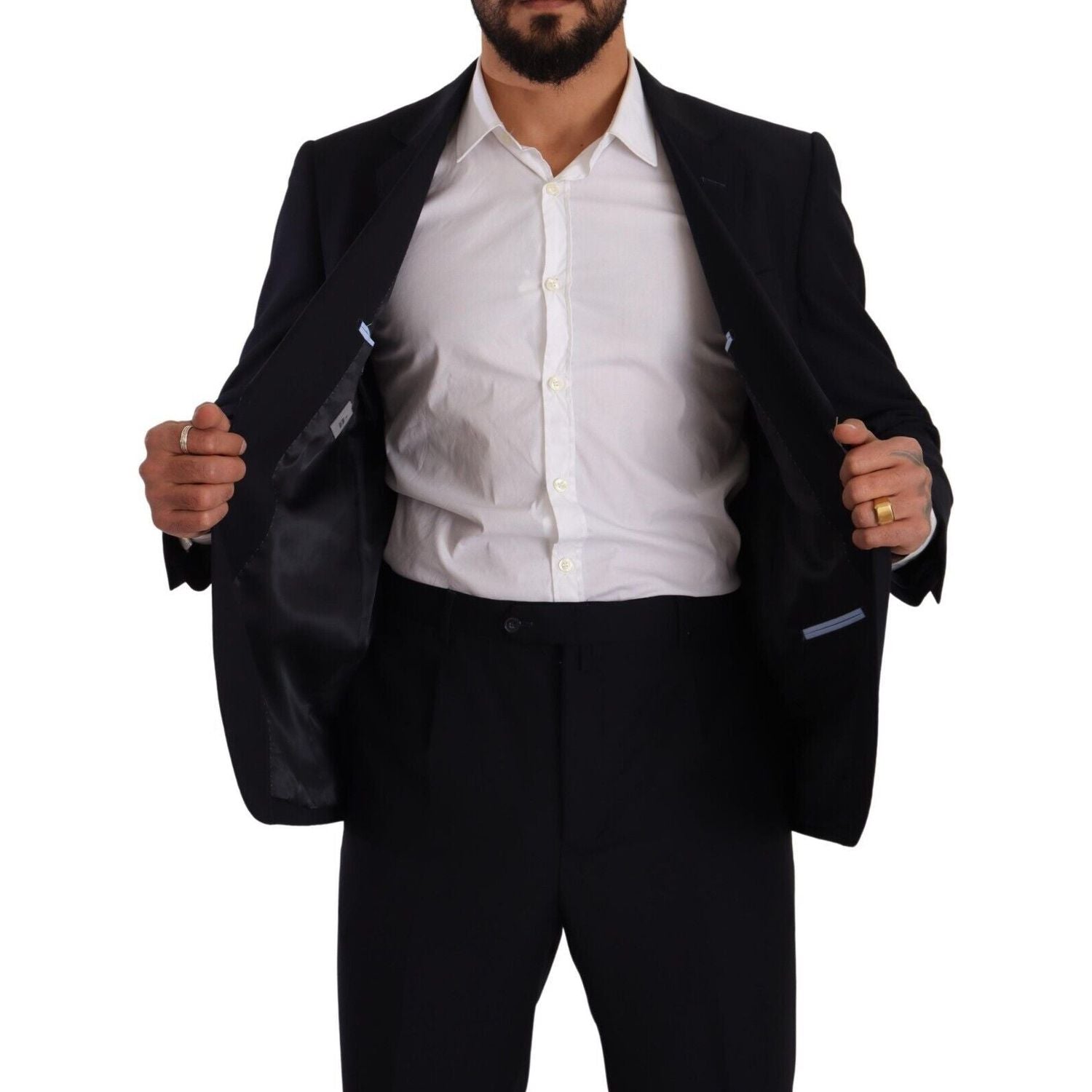 Domenico Tagliente Blue Polyester Single Breasted Formal Suit