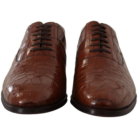 Dolce & Gabbana Brown Crocodile Leather Mens Formal Derby Shoes MV4509 - 44